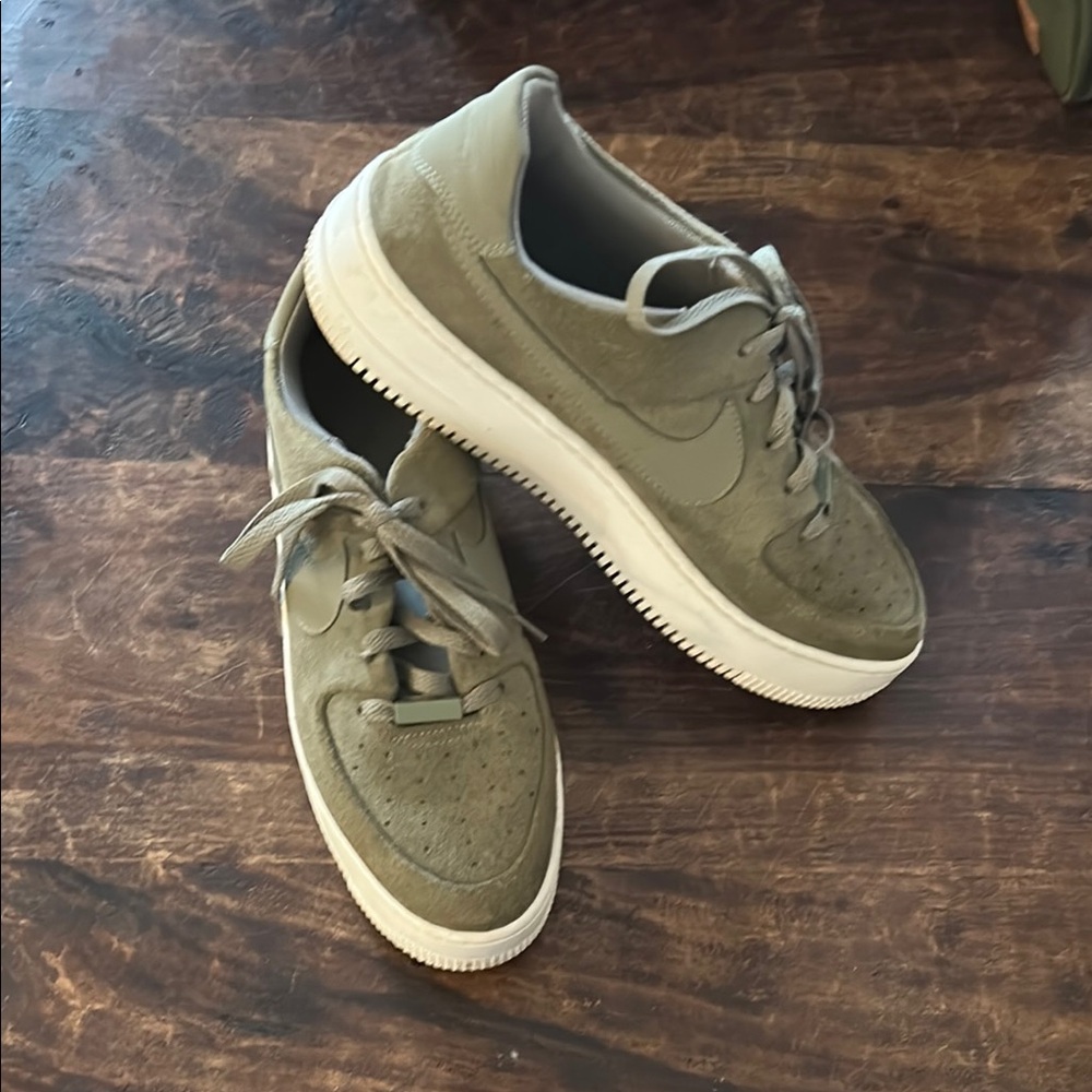 Nike Green Platform Shoes with Suede Finish
